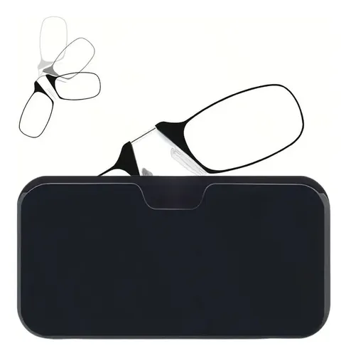 Estuche compacto para anteojos, fácil de transportar y adherible al celular